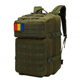 Rucsac militar, 45L, 600D polyester, steag tricolor, verde
