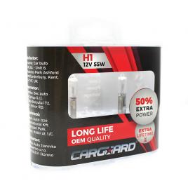 Carguard - set de 2 becuri halogen h1, 55w, +50% intensitate - long life