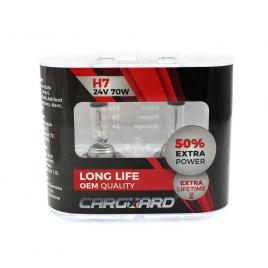 Carguard - set de 2 becuri halogen 24v -  h7 70w +50% intensitate - long life