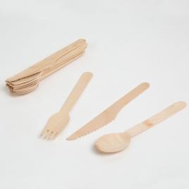 Set tacâmuri din lemn - furculițe linguri cuțite - 12 piese / pachet