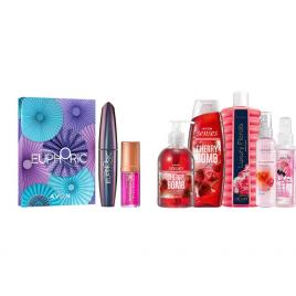 Set 2 buc. : Set de rasfat cu cirese pentru Ea si Set cadou Mascara Euphoric & Ulei de buze