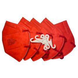 Set 5 masti de protectie FFP2/KN95, calitate premium, CE 2797, BFE>95, culoare rosu