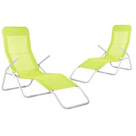 Set 2 scaune tip sezlong, pliabile, dimensiune 60x185 cm, culoare galben