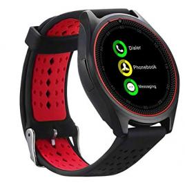 Ceas smartwatch tartek™ v9h - black & red edition cu senzor puls