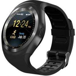 Ceas smartwatch tartek™ y1 black, ecran touchscreen, bluetooth, sim notificari, pedometru