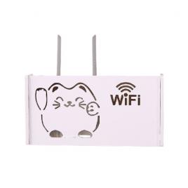 Raft suport router wireless, tartek, din material compozit vopsit alb pentru mascare fire si echipament wifi , 40 x 21 x 10 cm