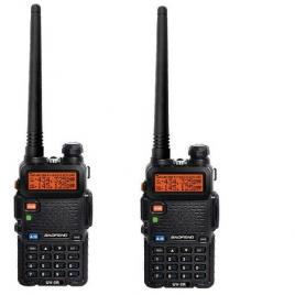 Set 2 bucati statie radio portabila baofeng uv-5r-bf putere 8w, dual band vhf/uhf 136 - 174 mhz / 400-520 mhz, casti cu microfon inclus
