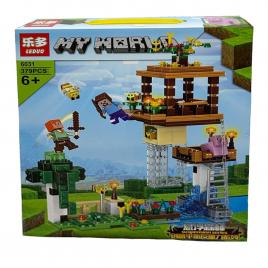 Set de constructie Leduo, MyWorld of Minecraft cu efecte luminoase, 379 piese