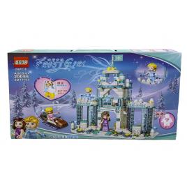 Set de constructie QS08, Castel Frozen cu lumini si parti mobile, 501 piese