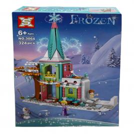 Set de constructie SX, Castel Frozen cu lumini si parti mobile, 324 piese