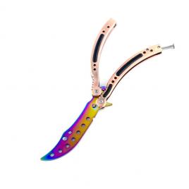 Briceag pentru antrenament Balisong CS:GO Rainbow Cut, fara tais, fade