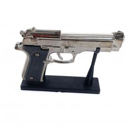 Bricheta pistol antivant tip revolver, argintiu, Beretta, 14 cm