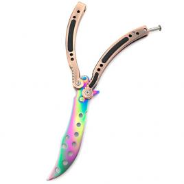 Briceag pentru antrenament Butterfly CS:GO, fara tais, model curbat, fade, Fire Edition