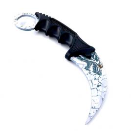 Cutit Karambit Arctic Wolf CS:GO pentru antrenament, fara tais, teaca si snur de agatat, 19 cm