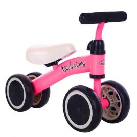 Mini bicicleta cu 4 roti, Tricicleta fara pedale pentru copii intre 12 si 36 de luni, Roz