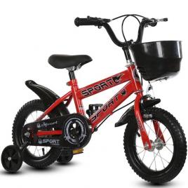 Bicicleta pentru copii cu roti ajutatoare si frane, 12 inch, Rosie