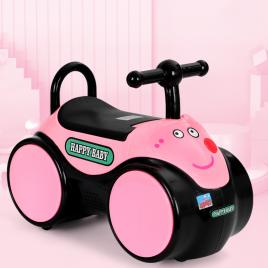 Premergator de impins, Masinuta roz HAPPY BABY cu lumini colorate, muzica si compartiment de stocare sub sezut
