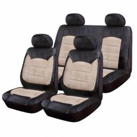 Huse Scaune Auto Skoda Yeti -  Luxury Negru Crem 9 Bucati