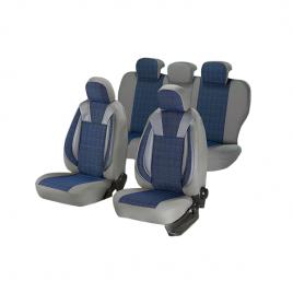 Huse scaune auto Umbrella RENAULT MEGANE  II  Luxury  Piele ecologica Gri+ Albastru Textil