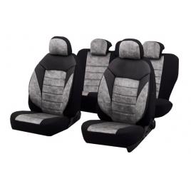 Set huse scaune auto  cu insertii de piele ecologica Diamond 11 pieseDalauto gri