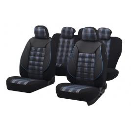 Set huse scaune auto  cu insertii de piele ecologica Sport 11 pieseDalauto Negru Albastru