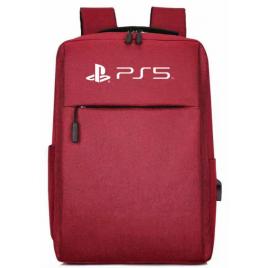 Ghiozdan de Voiaj Pentru Consola PS5, PS4, Adaptor USB Extern, Material Textil, 41x28x12 CM, Rosu