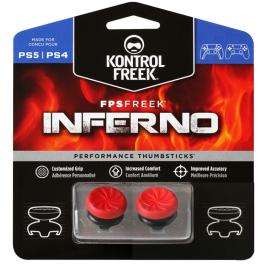Set 2 Bucati Thumbgrip din Silicon Performance KontrolFreek Inferno, Thumbstick Accesoriu Controller PS5, PS4, Crestere Acuratete si Confort, Rosu