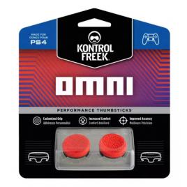 Set 2 Bucati Thumbgrip din Silicon Performance KontrolFreek OMNI, Thumbstick Accesoriu Controller PS5, PS4, Crestere Acuratete si Confort, Rosu