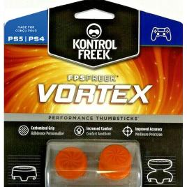 Set 2 Bucati Thumbgrip din Silicon Performance KontrolFreek Vortex, Thumbstick Accesoriu Controller PS5, PS4, Crestere Acuratete si Confort, Portocaliu