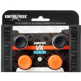 Set 4 Bucati Thumbgrip din Silicon Performance KontrolFreek Gamerpack VX, Thumbstick Accesoriu Controller PS5, PS4, Crestere Acuratete si Confort, Portocaliu si Negru