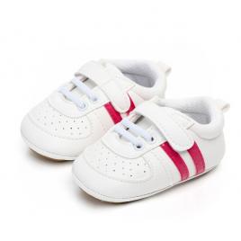 Adidasi bebelusi cu dungi roz ciclamen (marime disponibila: 3-6 luni (marimea