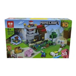 Set de constructie Leduo, MyWorld of Minecraft 2 in 1 cu efecte luminoase, 381 piese