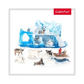 Puzzle 3d cu brosura - lumea de gheata 73 piese