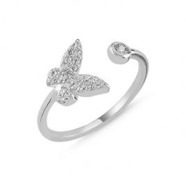 Inel Argint 925  fluture  cu  pietricele zirconiu marime 18 mm