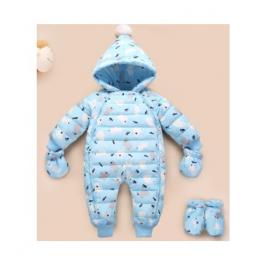 Combinezon bleu din fas pentru bebelusi - ursuleti (marime disponibila: 2 ani)
