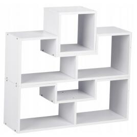 Etajera tip biblioteca multifunctionala cu 3 segmente diferite, montaj in forme multiple, culoare alb