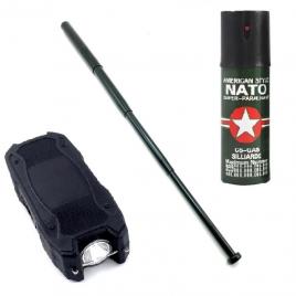 Kit Autoaparare Format Din Spray  60 ml, Mini Electrosoc TW 1901 si Baston Telescopic 64 cm