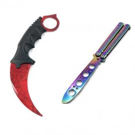 Set Format din Doua Cutite de Antrenament Butterfly Fade si Karambit Crimson Web