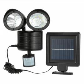 Lampa dubla cu panou solar, cu senzor de miscare, cablu 5 Metri