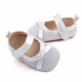 Pantofiori argintii cu fundita (marime disponibila: 3-6 luni (marimea 18