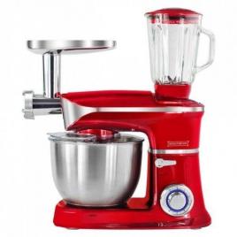 Robot de bucatarie 3 in 1 Royalty Line RL-PKM1900.7BG RED, 1300 W cu mixer, blender si masina de tocat carne, rosu