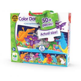 Puzzle lung de podea 51 piese - dinozauri colorati