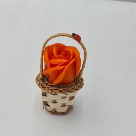 Aranjament floral cos decorativ floare, mic, portocaliu inchis