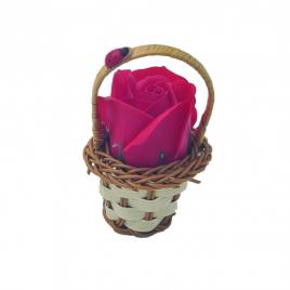 Aranjament floral cos decorativ floare, mic, rosu inchis