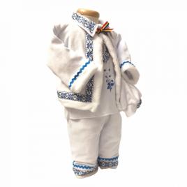 Costum popular botez baietel, broderie bleu, denikos® 675