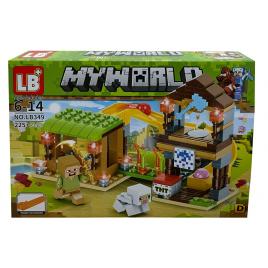 Set de constructie LB+, My World of Minecraft cu efecte luminoase si parti mobile, 225 piese