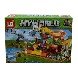 Set de constructie LB+, My World of Minecraft cu efecte luminoase si parti mobile, 227 piese