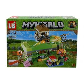 Set de constructie LB+, My World of Minecraft cu efecte luminoase si parti mobile, 227 piese