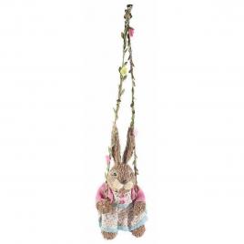 Figurina iepuras paste girl suspendabil din fibre naturale 11x10x50 cm