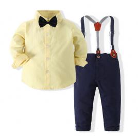 Costum pentru baietei cu papion si camasuta galbena (marime disponibila: 6-9